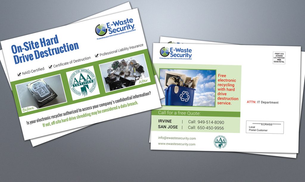 E-WASTE RECOVERY SERVICE PROMOTIONAL POSTCARD