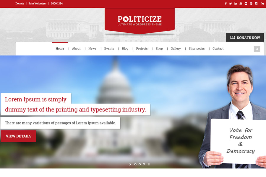 Politicize - Political Responsive WordPress Theme