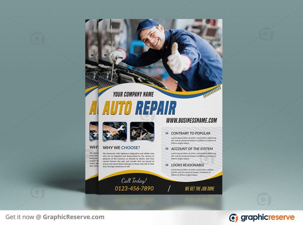 auto car repair advertisement flyer design template example 