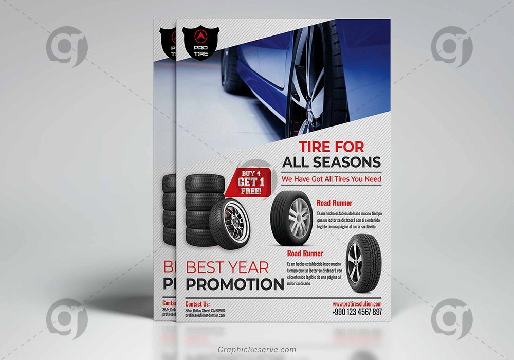 Tire Shop Promotional advertising Flyer design Template