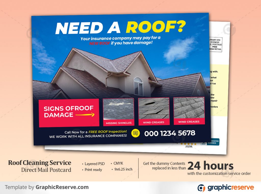 Roof Repair Service Direct mail EDDM Postcard