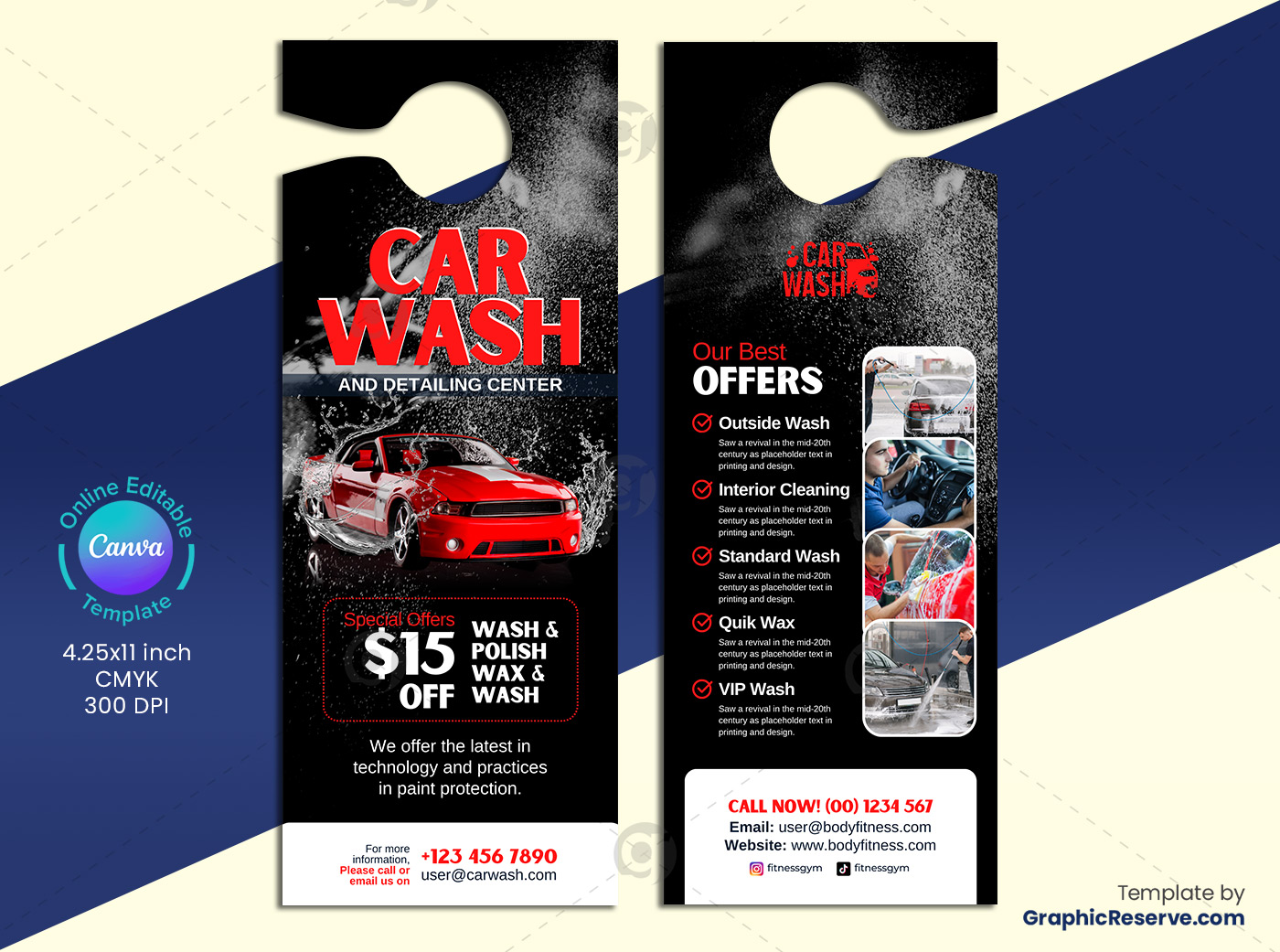 car wash door hanger template 