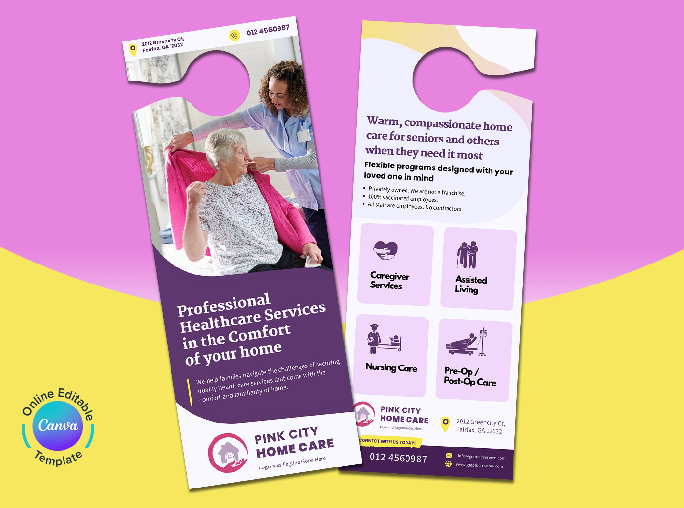 elder care home care door hanger template 