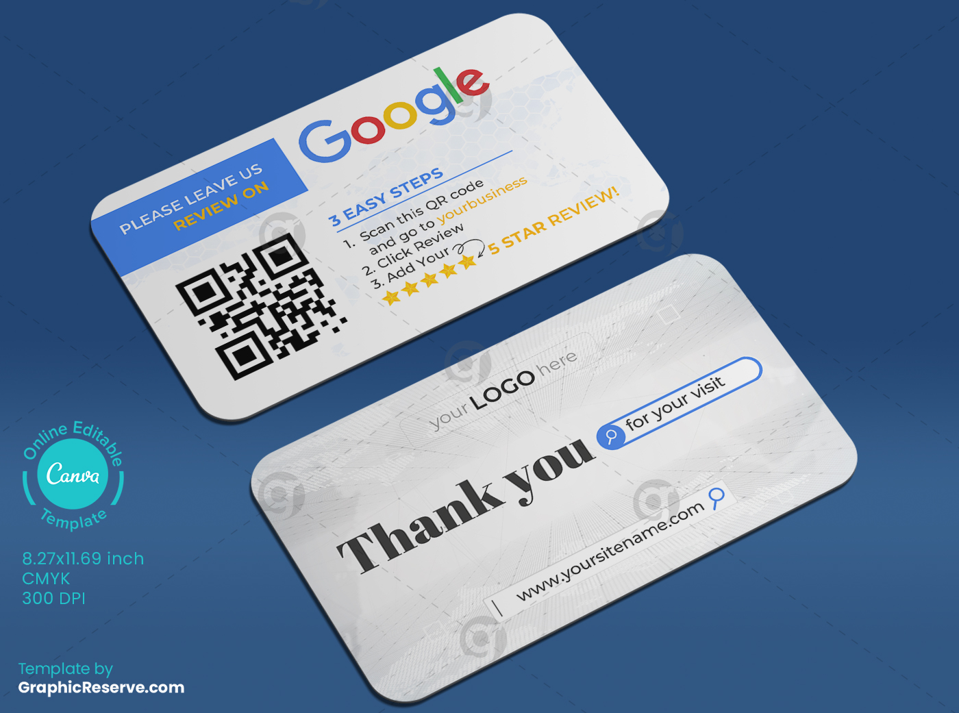 google 5-star rating business review card template
