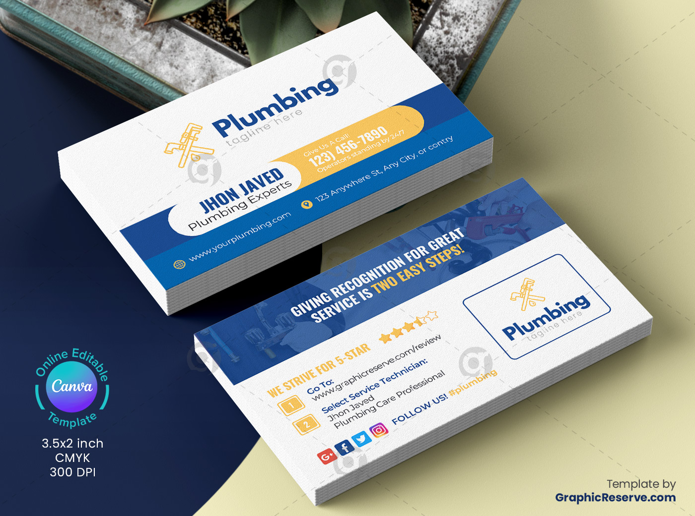 canva business card for plumber