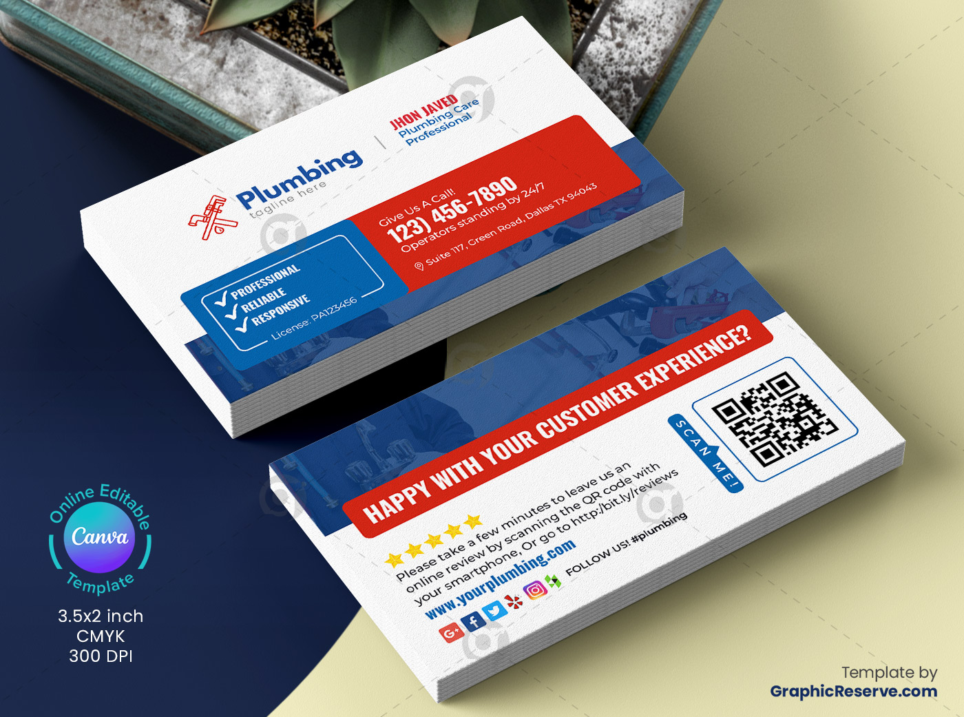 business card template for plumber