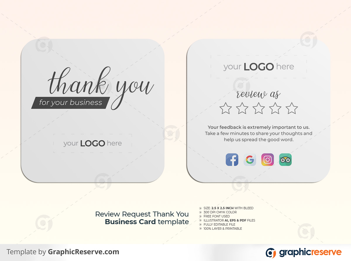 business thank you review card template