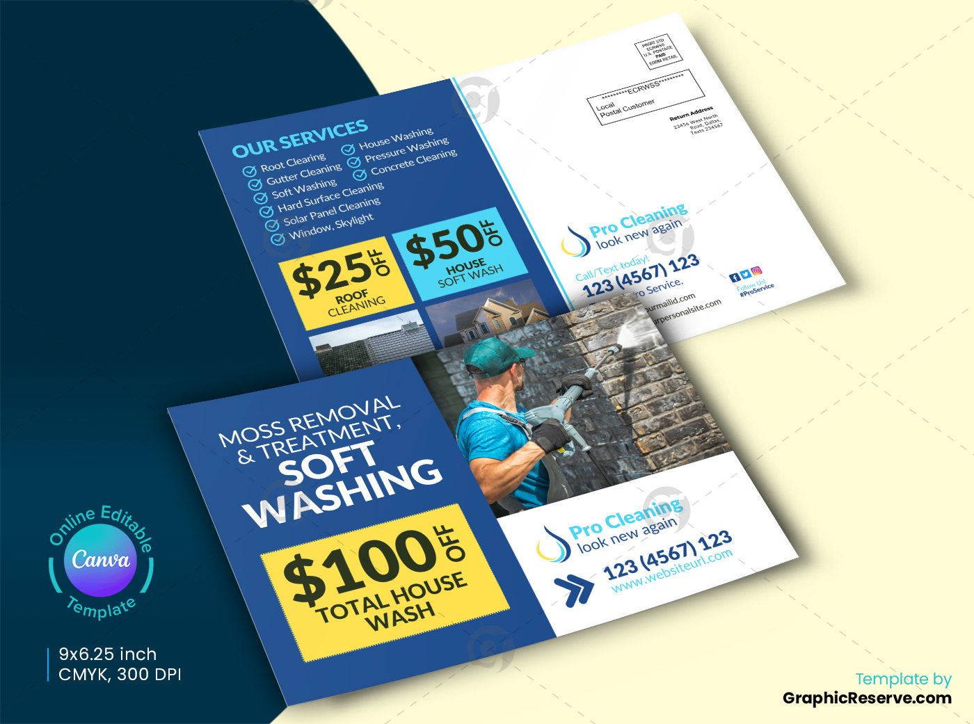 cleaning service postcard design