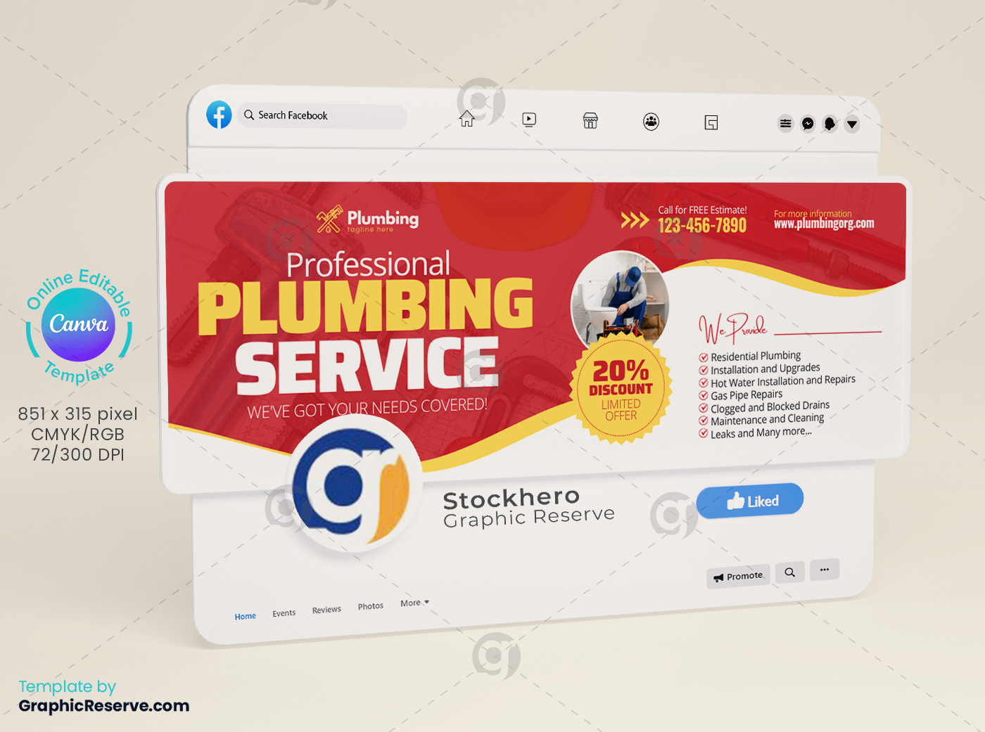 professional plumbing service social media template