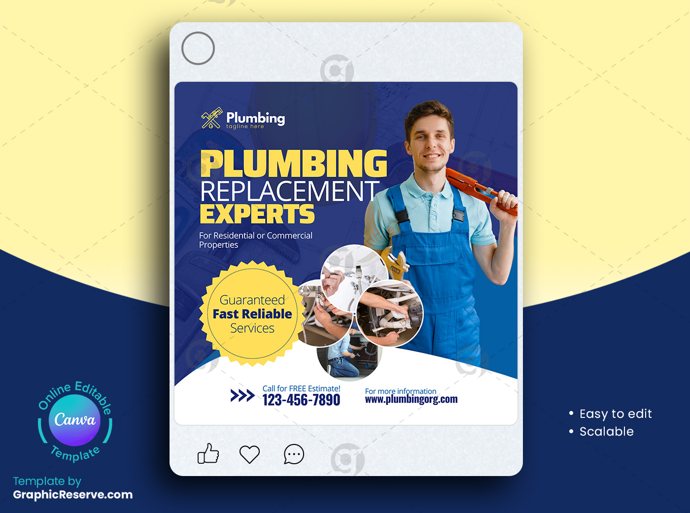 plumbing replacement expert social media template