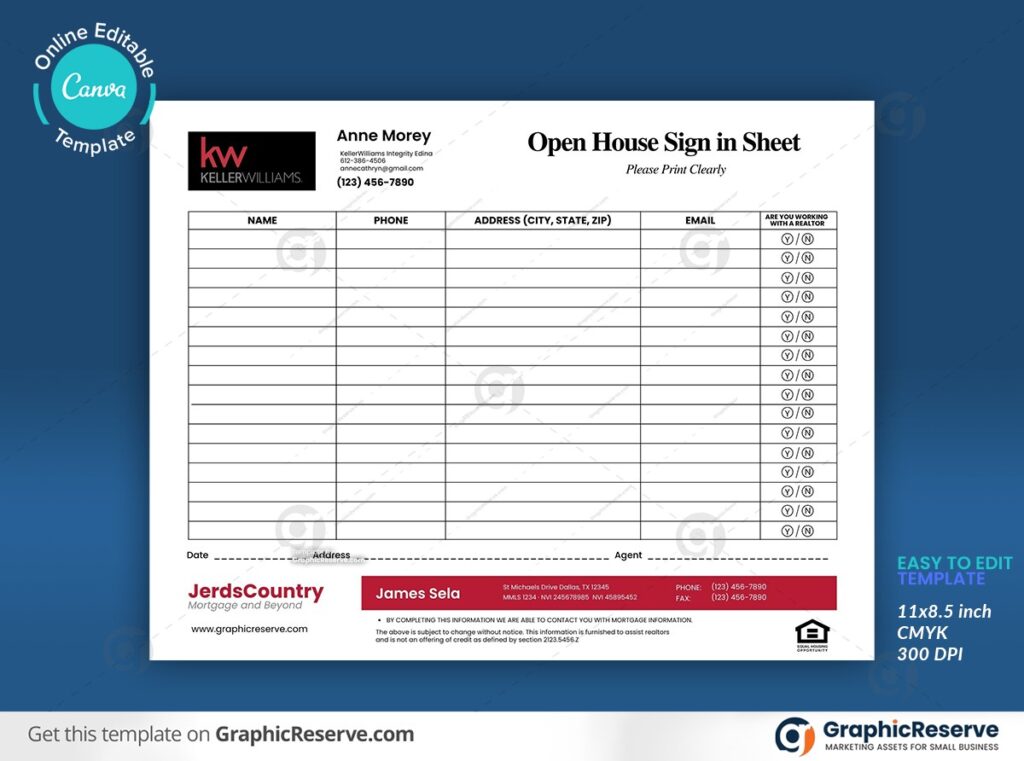 sign in sheet open house
